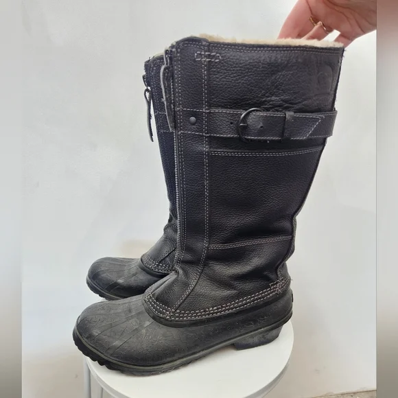 Sorel Fancy Tall Snow Boots Womens Black Size 9 - Picture 1 of 7